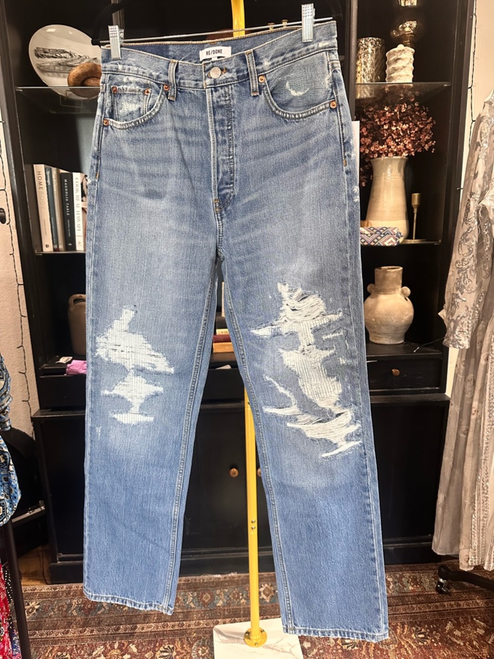 Re/Done Women’s Mended Distroyed 90’s High Rise Loose